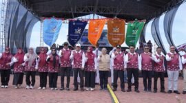 Bupati Halmahera Timur, Ubaid Yakub menghadiri puncak Harganas ke-32 di Kota Tidore Kepulauan, Selasa (24/6/2025). (foto: Humas Haltim)