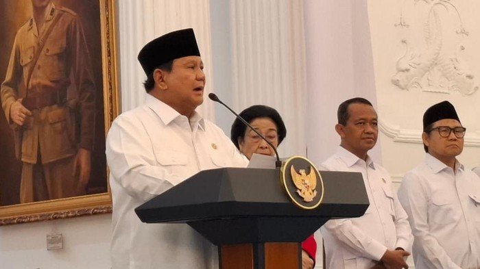 Foto: Prabowo gelar konferensi pers bersama pimpinan parpol di Istana (Rolando/detikcom)