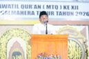 Bupati Ubaid Yakub saat menyampaikan sambutan sekaligus membuka rangkaian kegiatan MTQ ke-XII tingkat kabupaten yang berlangsung di Desa Lolobata, Kecamatan Wasile Tengah, Selasa (12/5/2026).