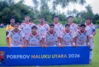 Formasi Pemain Persihaltim pada Ajang Porprov Maluku Utara Tahun 2026. Foto/Rudi Mochtar