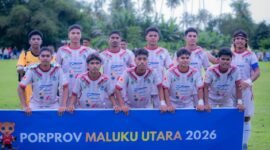 Formasi Pemain Persihaltim pada Ajang Porprov Maluku Utara Tahun 2026. Foto/Rudi Mochtar